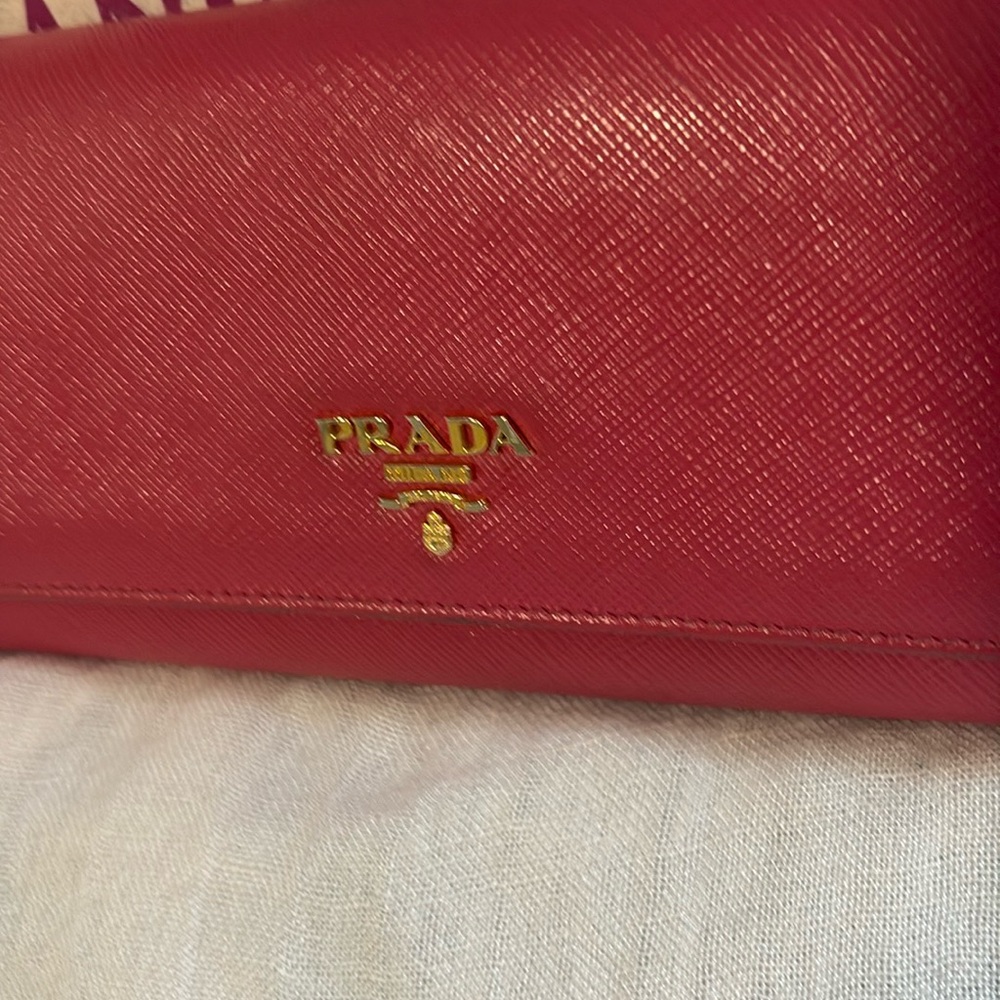 Prada Continental Wallet Pink Saffiano Metal Leather - Picture 3 of 12